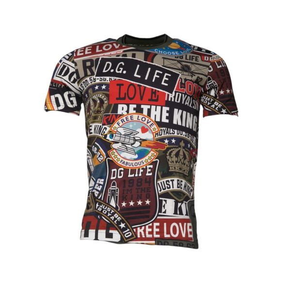 Dolce & Gabbana Multicolor Graphic Print Cotton Crew Neck Men's T-shirt